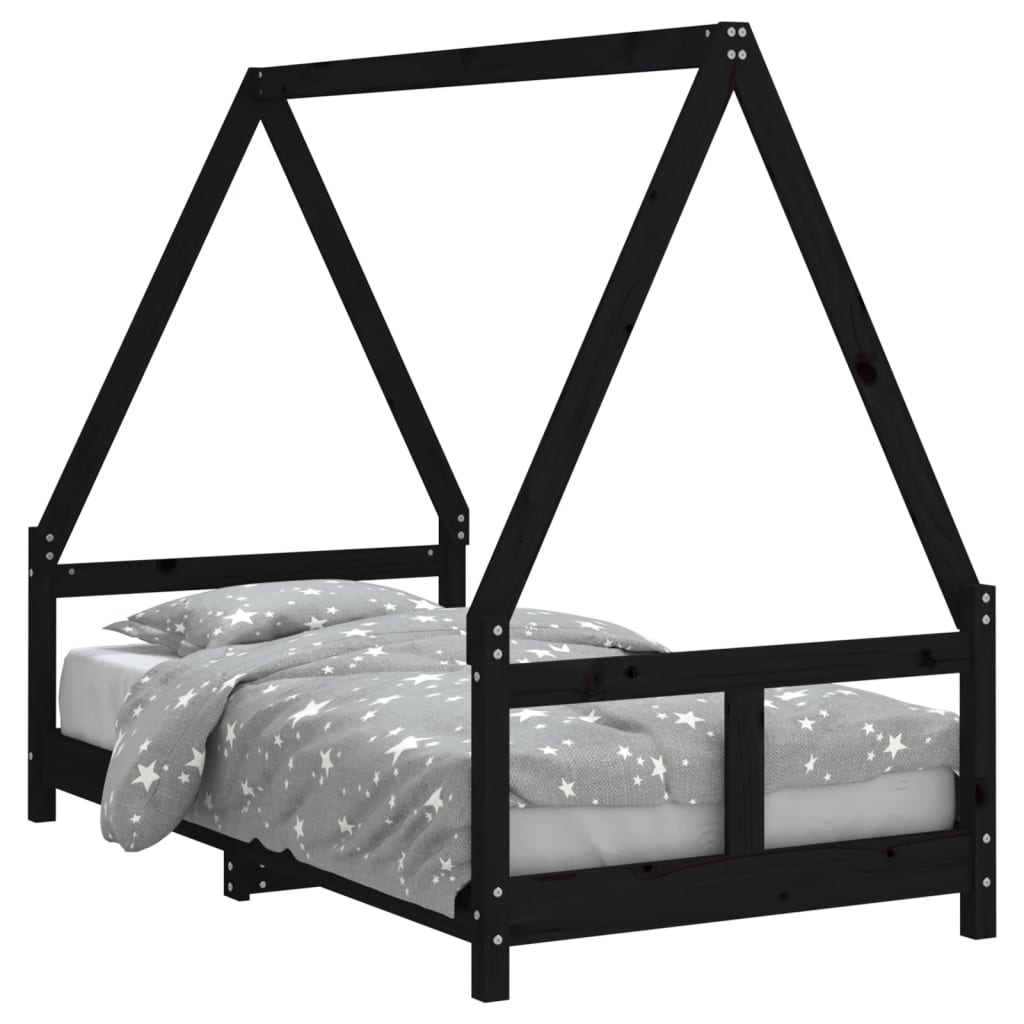 Barnesengeramme svart 80x160 cm heltre furu