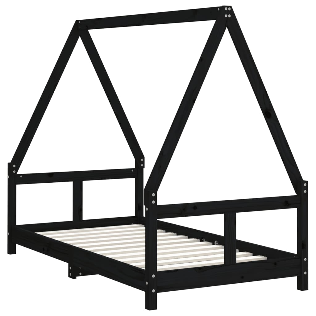 Barnesengeramme svart 80x160 cm heltre furu