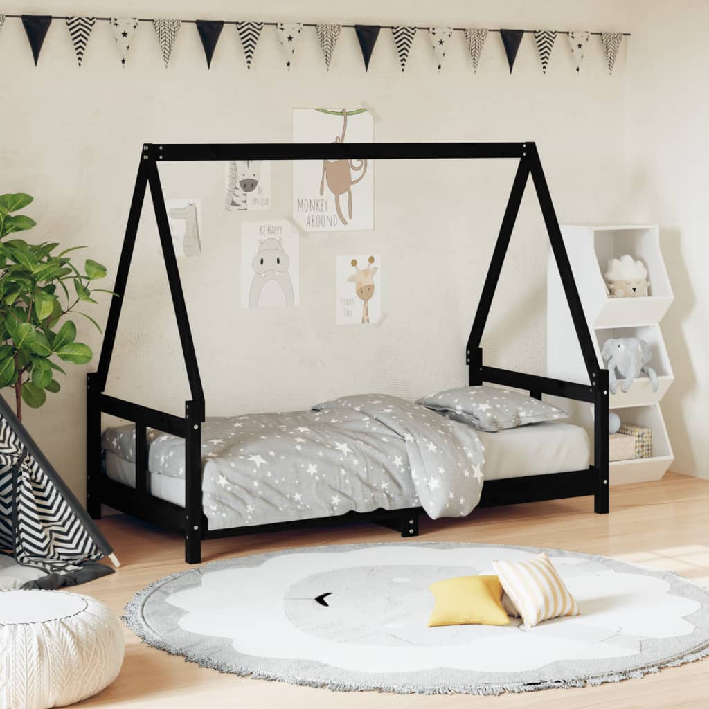 Barnesengeramme svart 80x160 cm heltre furu