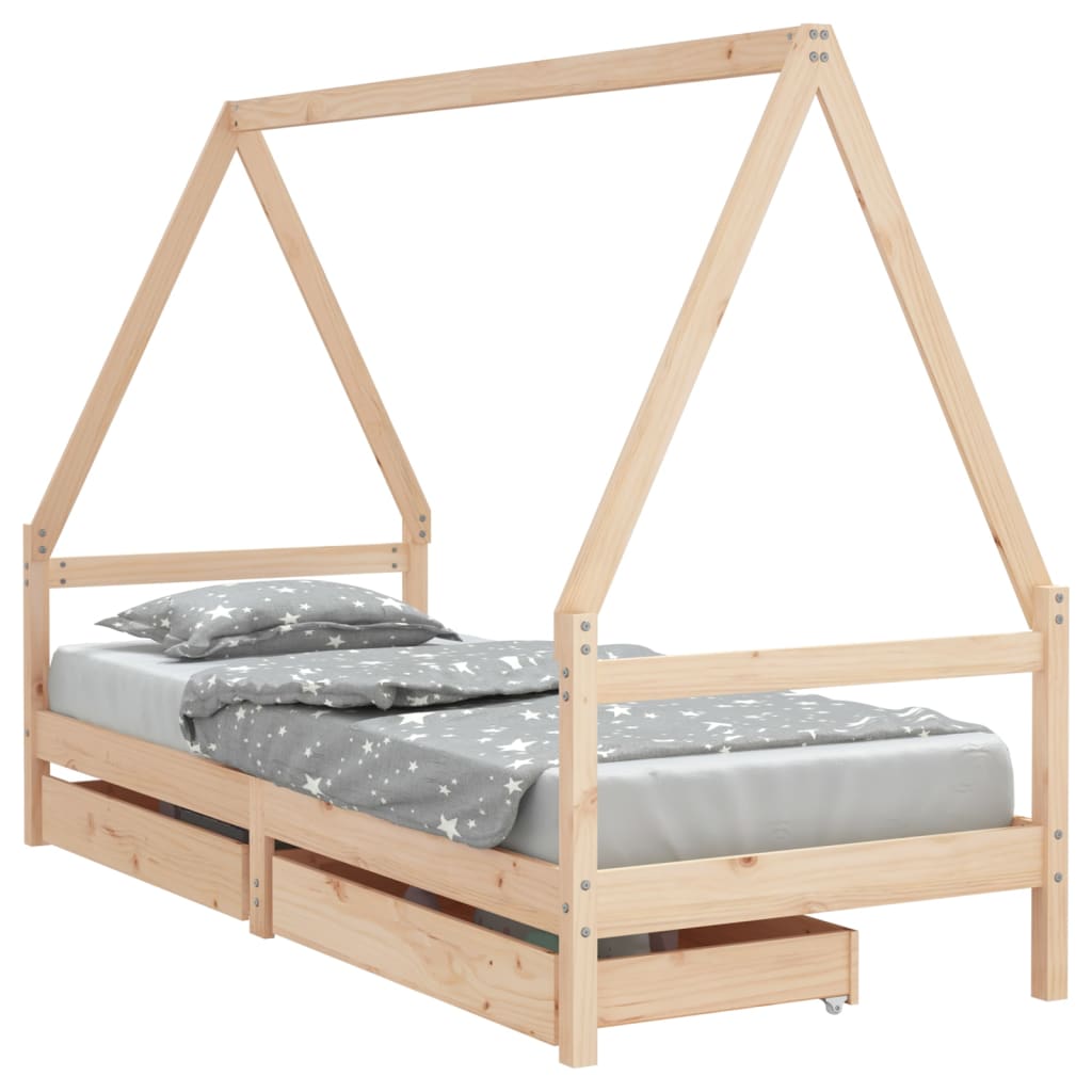 Barnesengeramme med skuffer 80x200 cm heltre furu