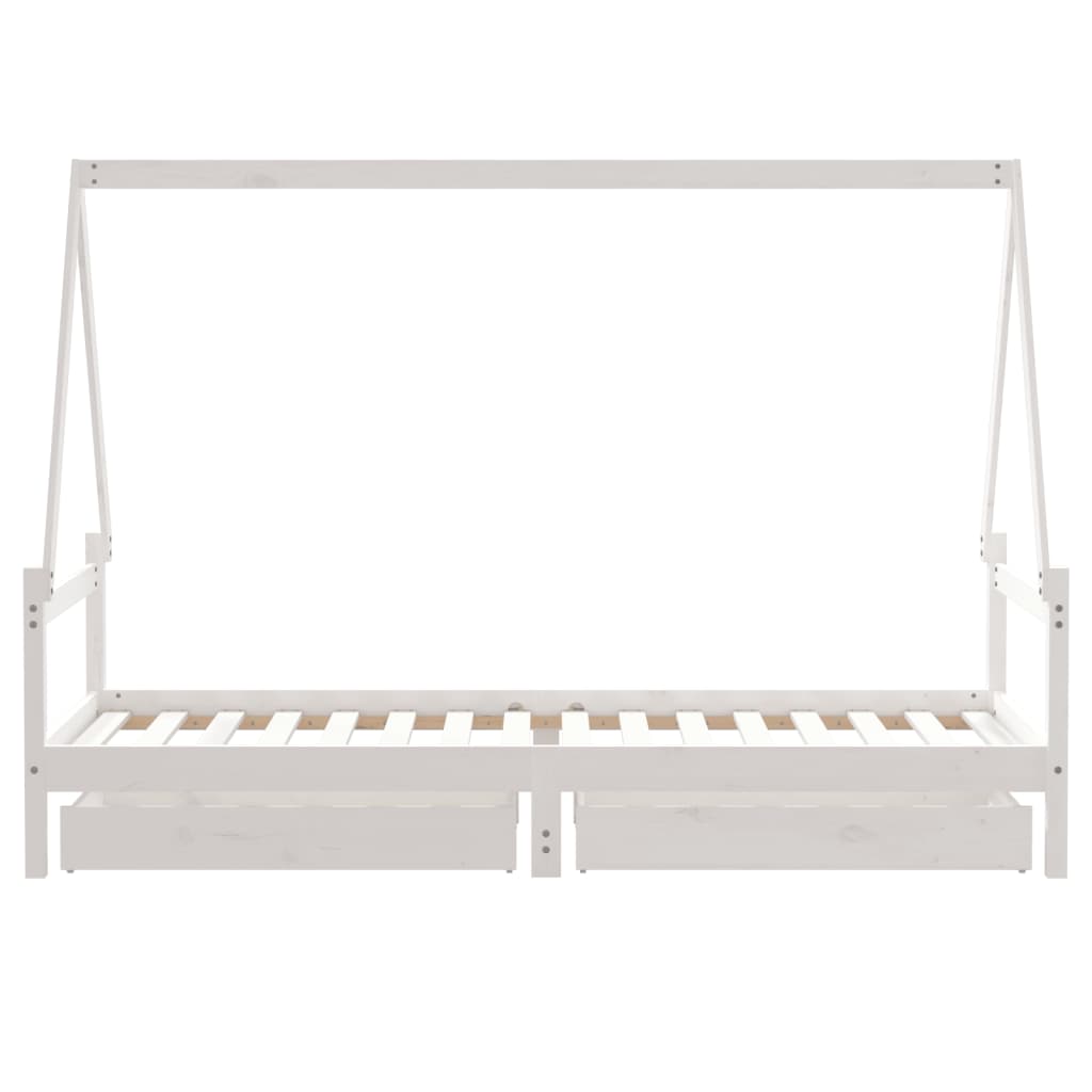 Barnesengeramme med skuffer hvit 80x200 cm heltre furu