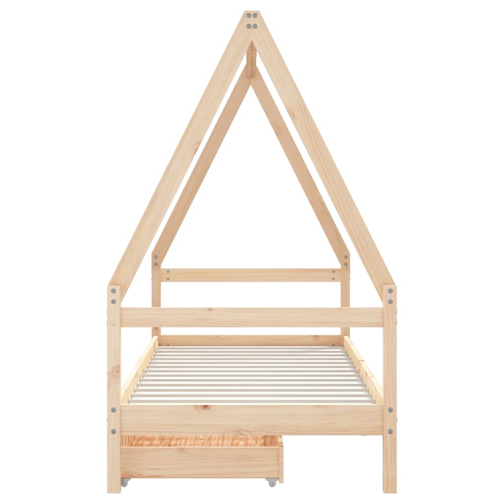 Barnesengeramme med skuffer svart 90x200 cm heltre furu