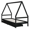 Barnesengeramme med skuffer svart 90x200 cm heltre furu