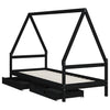 Barnesengeramme med skuffer svart 90x200 cm heltre furu