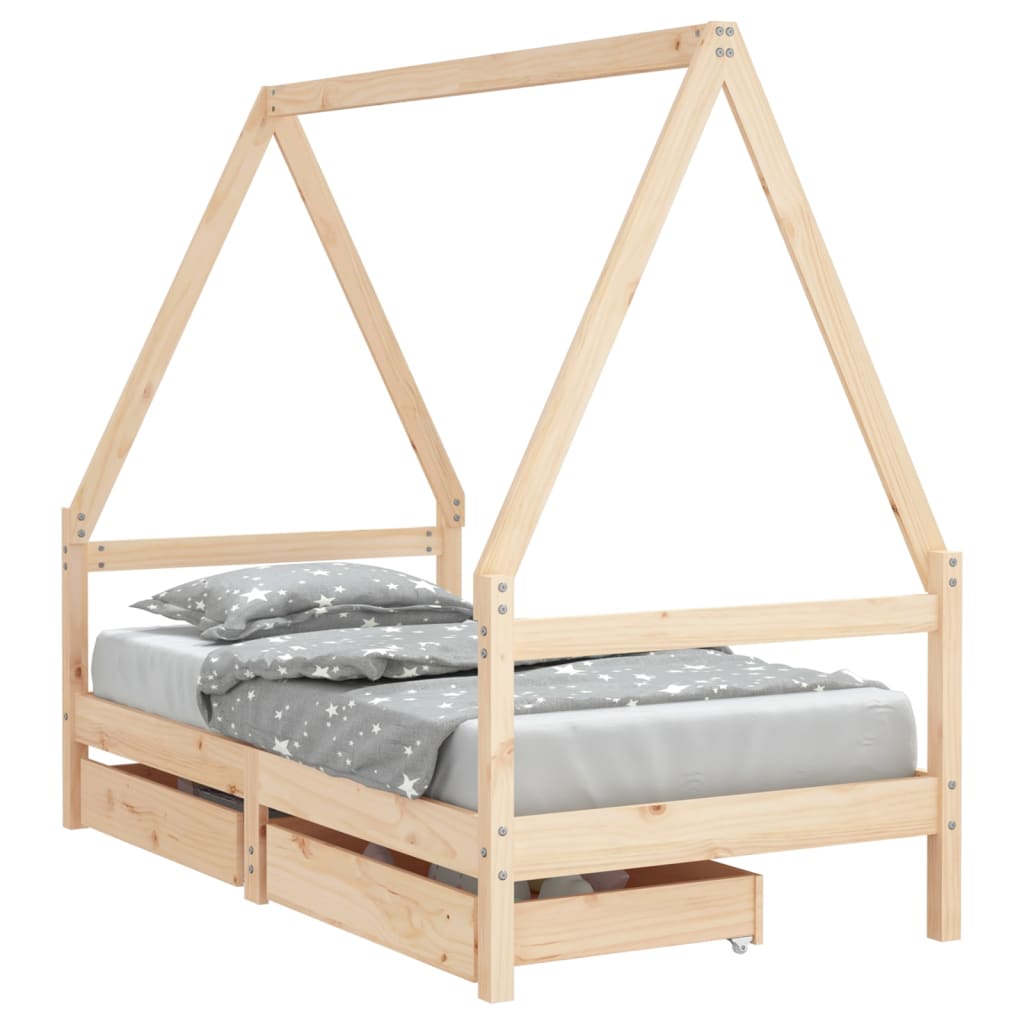 Barnesengeramme med skuffer 80x160 cm heltre furu