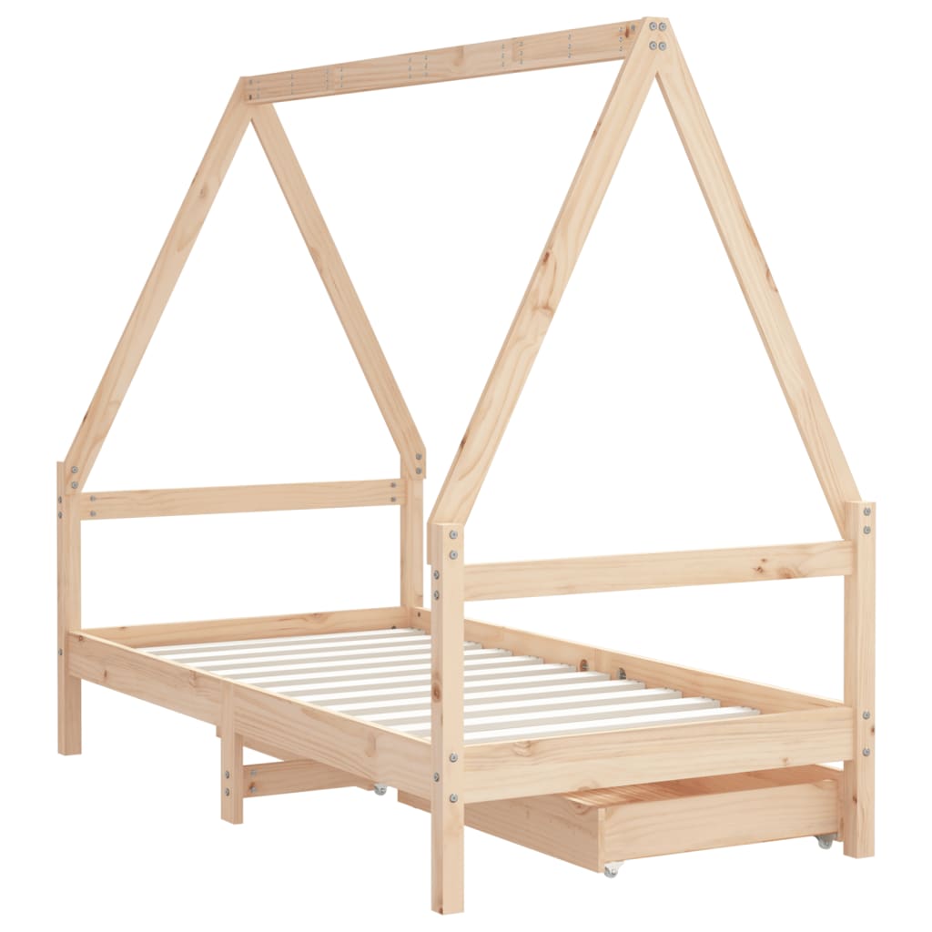 Barnesengeramme med skuffer 80x160 cm heltre furu