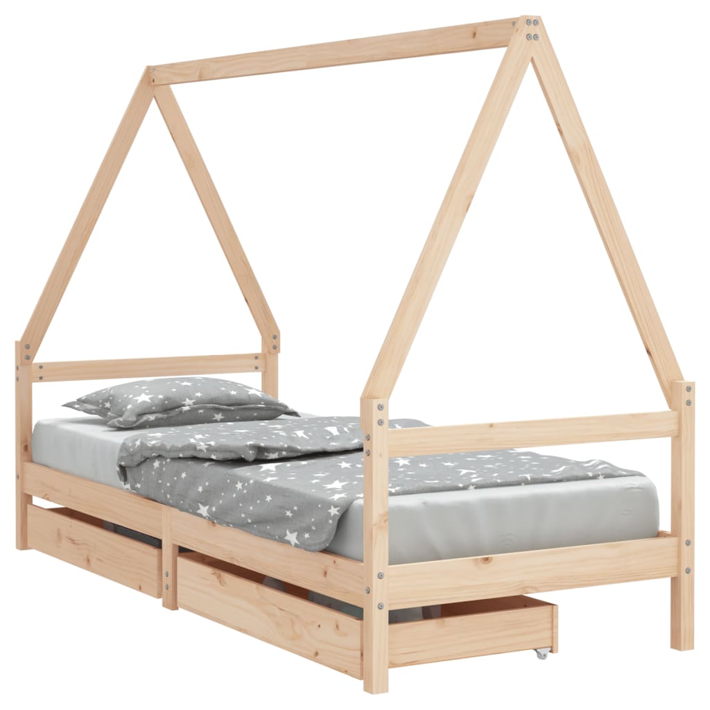 Barnesengeramme med skuffer 90x190 cm heltre furu