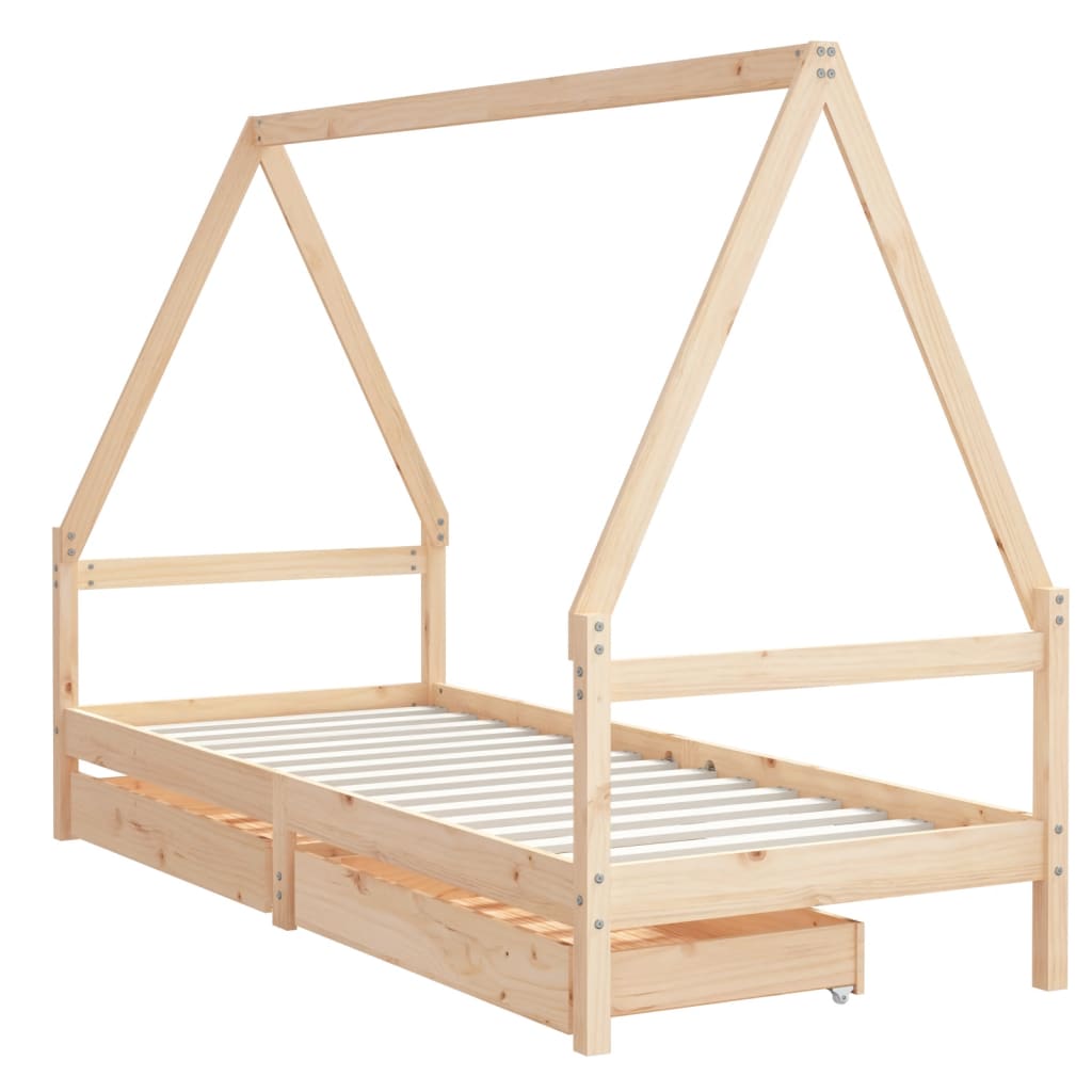 Barnesengeramme med skuffer 90x190 cm heltre furu