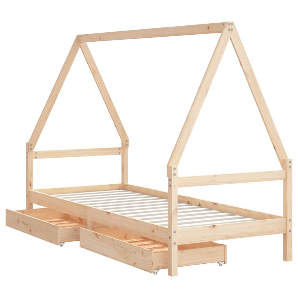 Barnesengeramme med skuffer 90x190 cm heltre furu