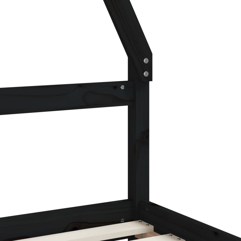 Barnesengeramme med skuffer svart 90x190 cm heltre furu
