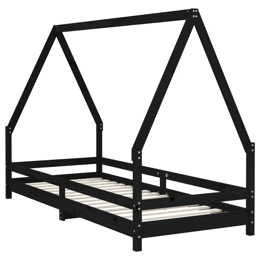 Barnesengeramme svart 80x200 cm heltre furu
