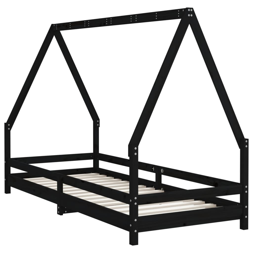 Barnesengeramme svart 80x200 cm heltre furu