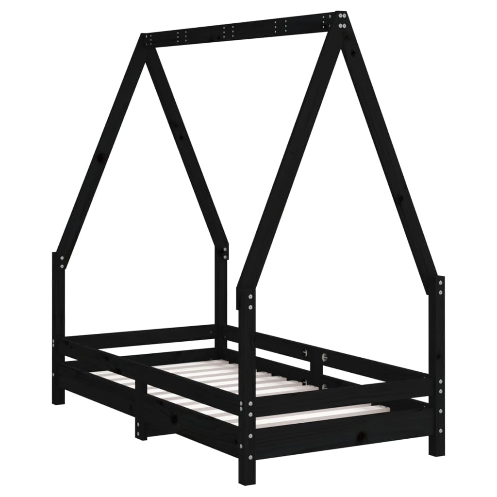 Barnesengeramme svart 70x140 cm heltre furu