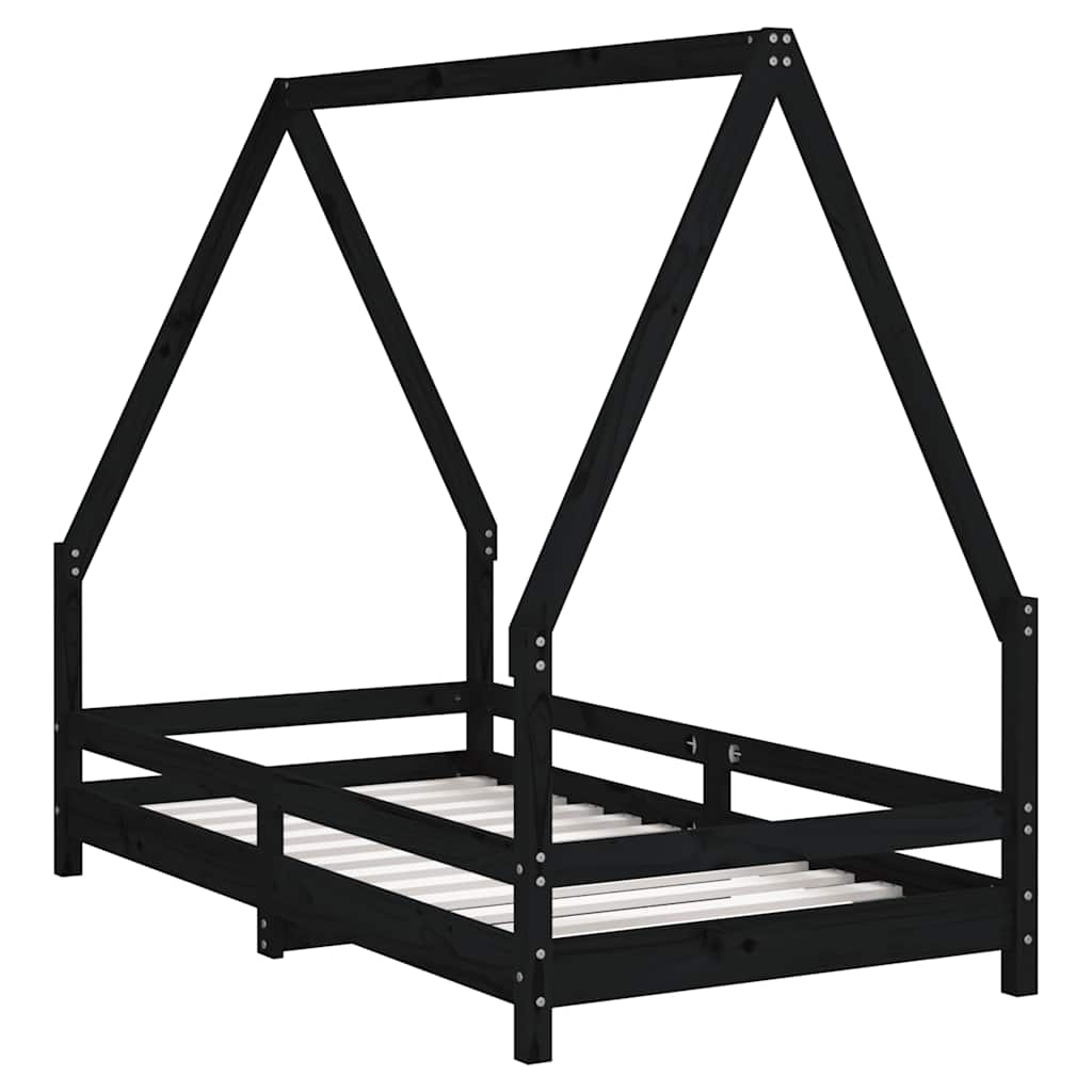 Barnesengeramme svart 80x160 cm heltre furu
