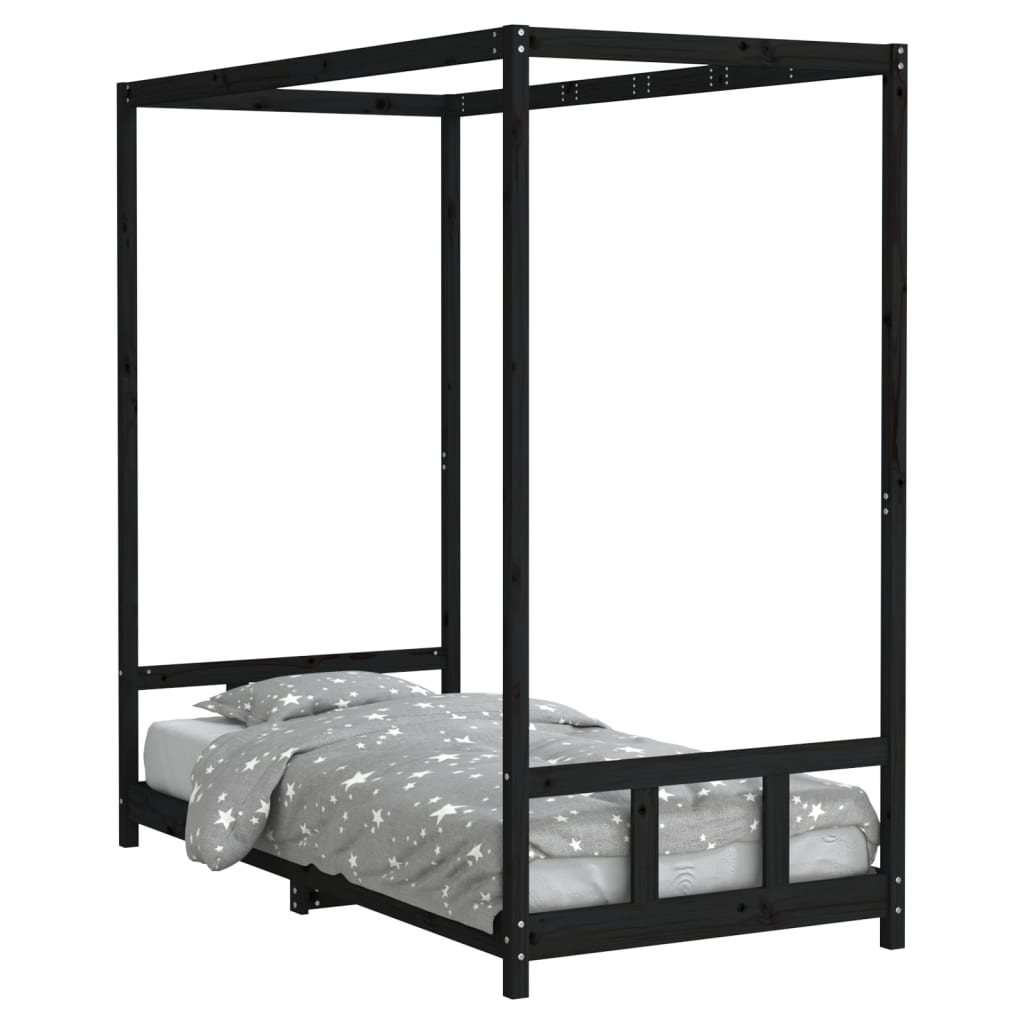Barnesengeramme svart 90x190 cm heltre furu