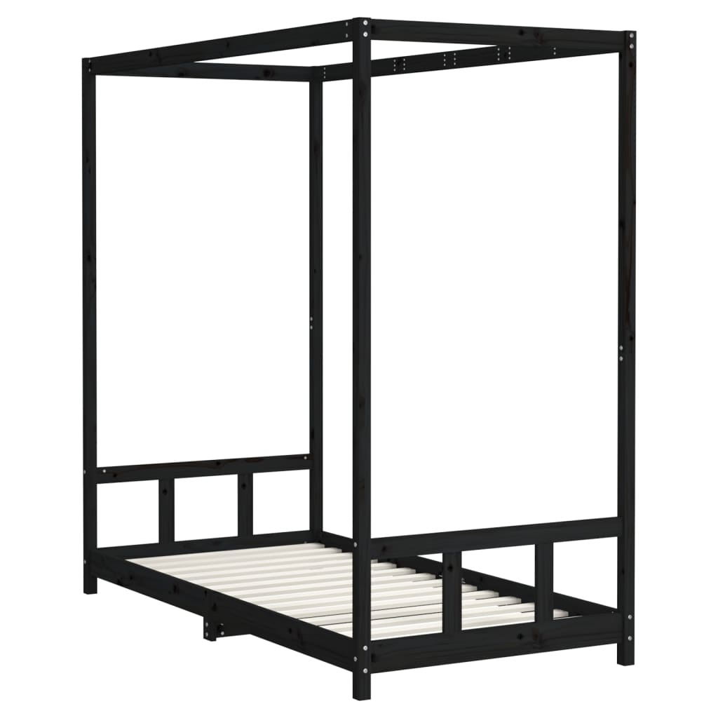 Barnesengeramme svart 90x190 cm heltre furu