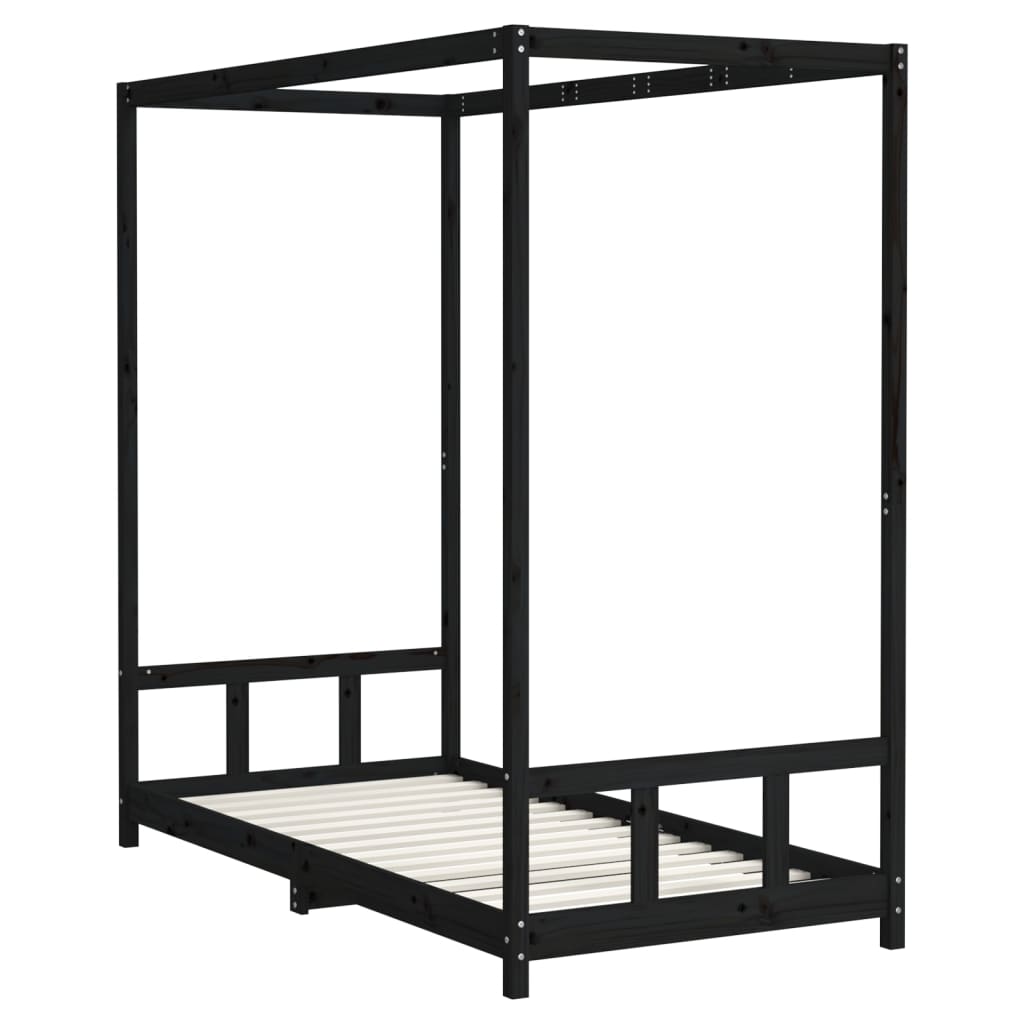 Barnesengeramme svart 90x190 cm heltre furu