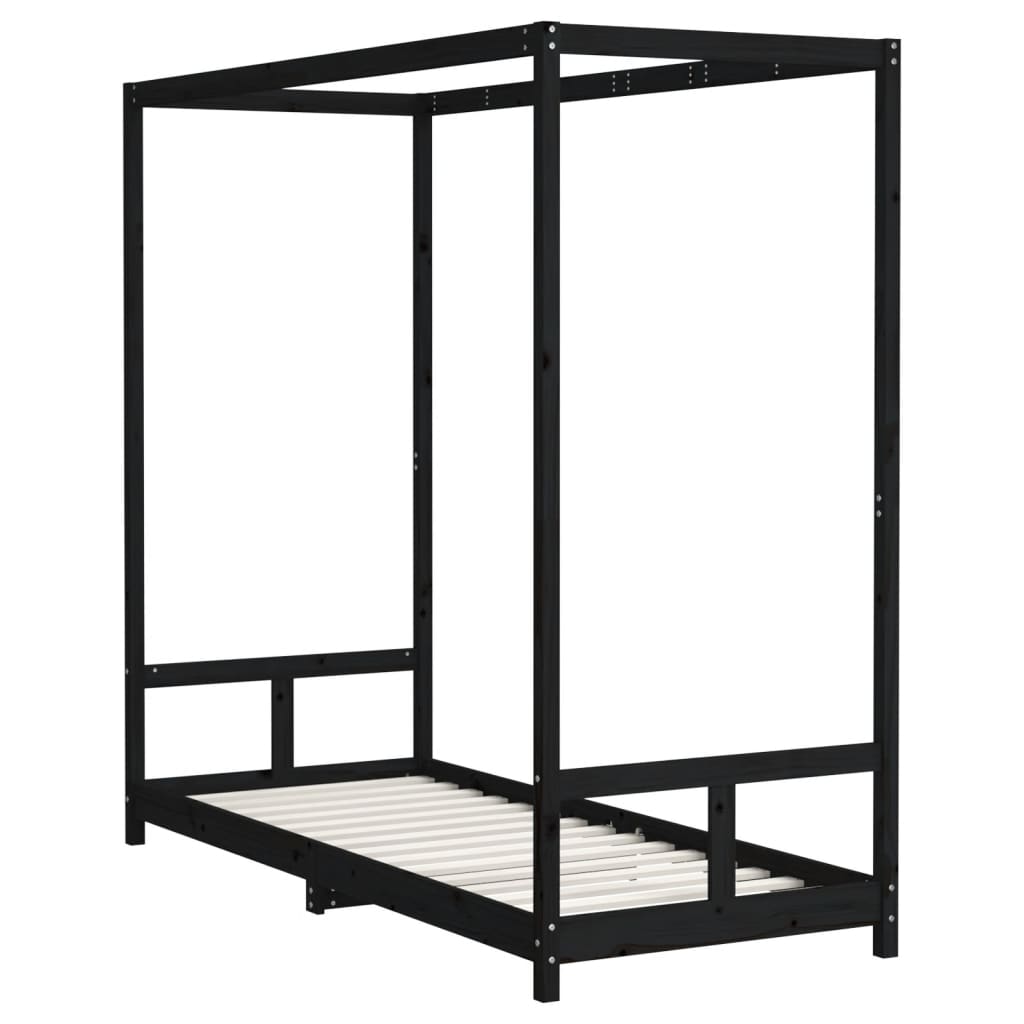 Barnesengeramme svart 80x200 cm heltre furu