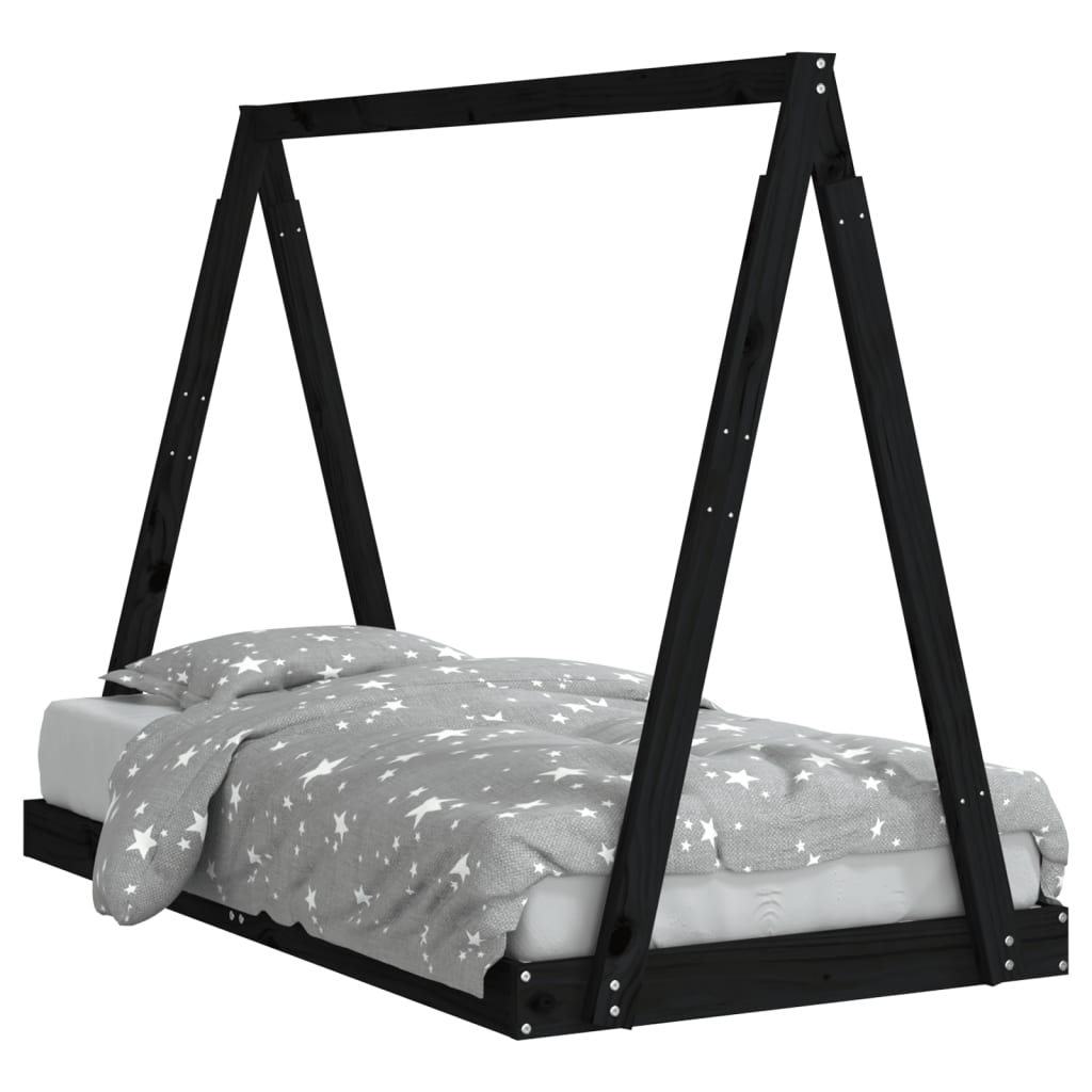 Barnesengeramme svart 80x160 cm heltre furu