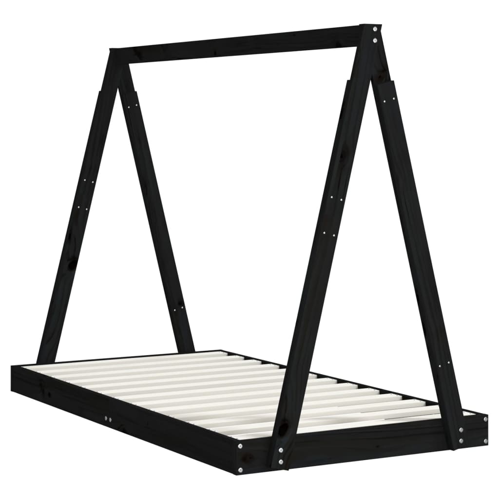 Barnesengeramme svart 80x160 cm heltre furu