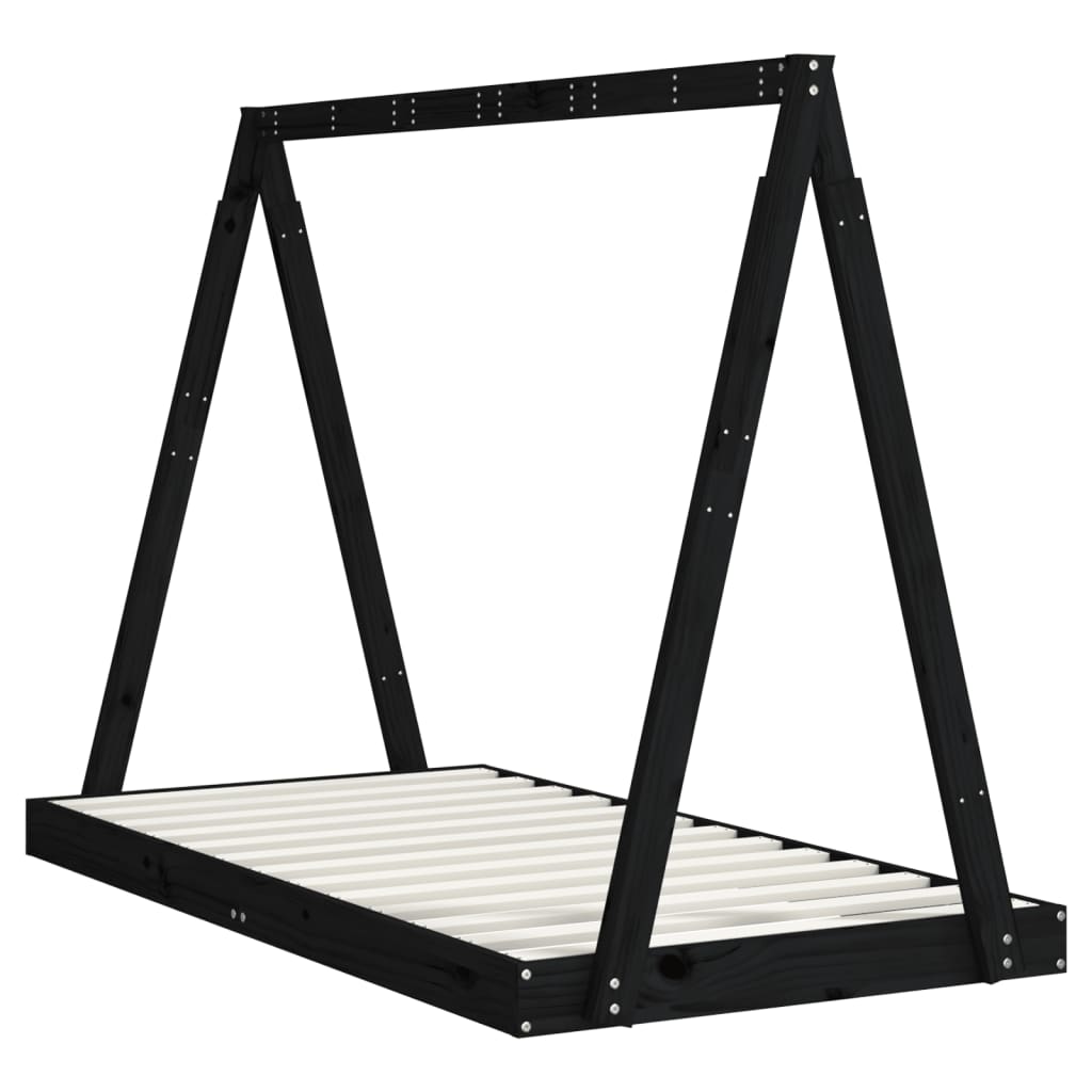 Barnesengeramme svart 80x160 cm heltre furu