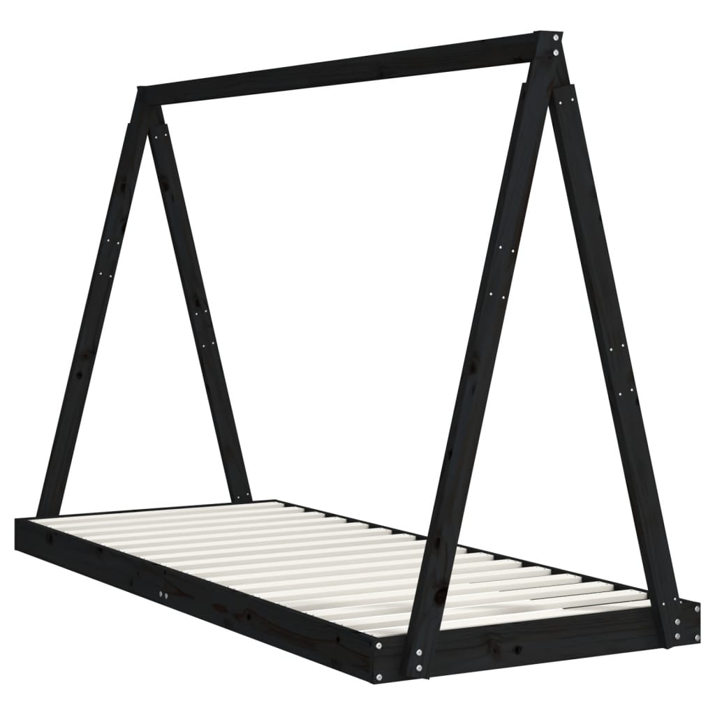 Barnesengeramme svart 80x200 cm heltre furu