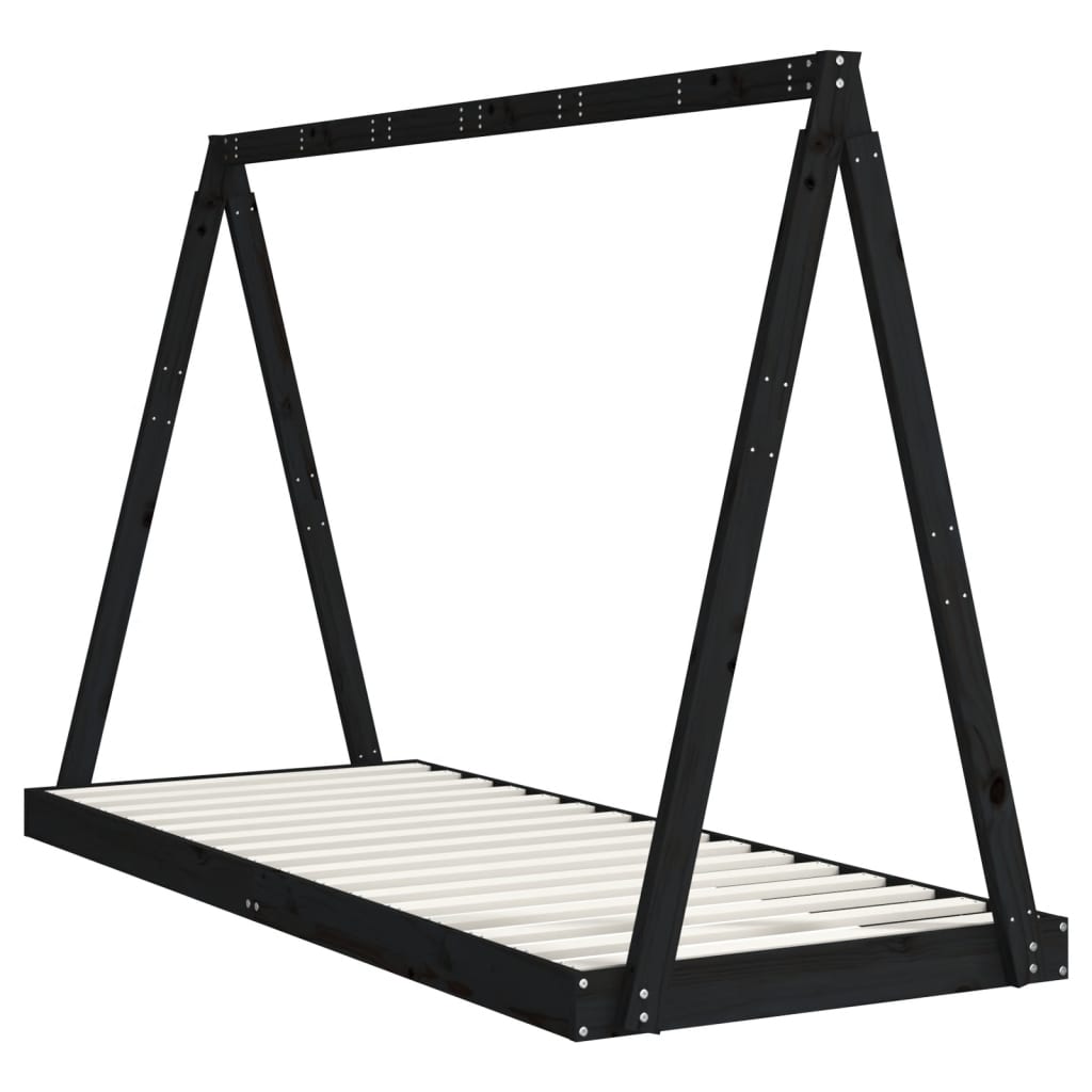 Barnesengeramme svart 80x200 cm heltre furu