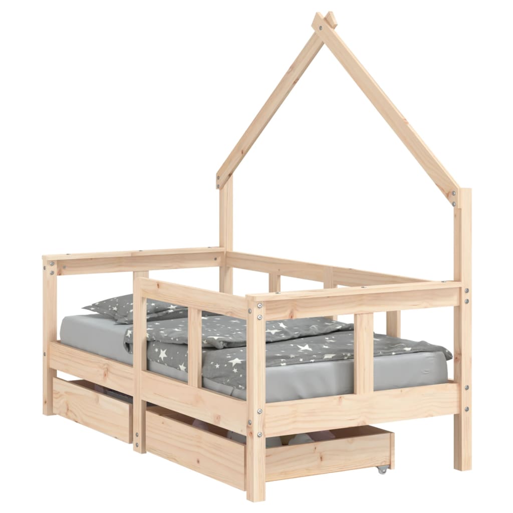Barnesengeramme med skuffer 70x140 cm heltre furu
