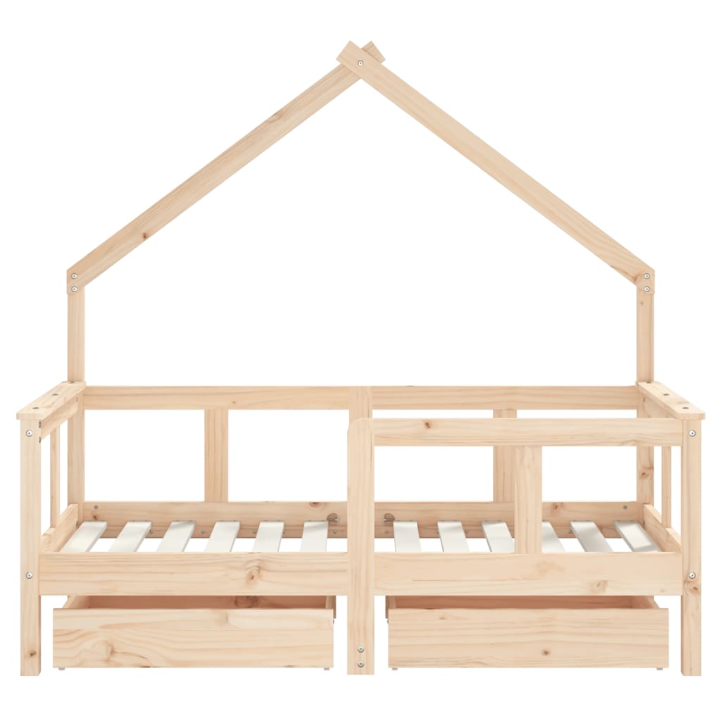 Barnesengeramme med skuffer 70x140 cm heltre furu