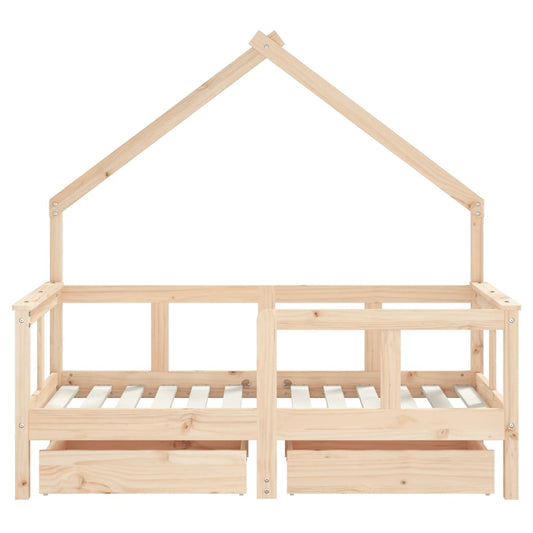 Barnesengeramme med skuffer 70x140 cm heltre furu