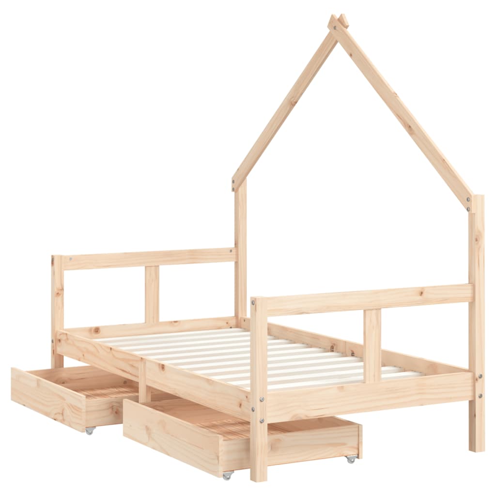 Barnesengeramme med skuffer 80x160 cm heltre furu