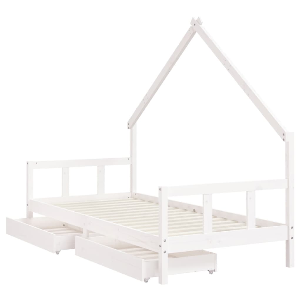 Barnesengeramme med skuffer hvit 90x190 cm heltre furu
