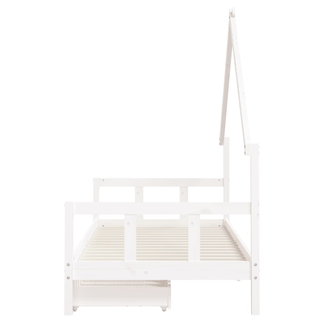 Barnesengeramme med skuffer hvit 90x190 cm heltre furu