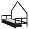 Barnesengeramme med skuffer svart 80x200 cm heltre furu
