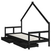Barnesengeramme med skuffer svart 80x200 cm heltre furu