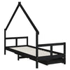 Barnesengeramme med skuffer svart 80x200 cm heltre furu