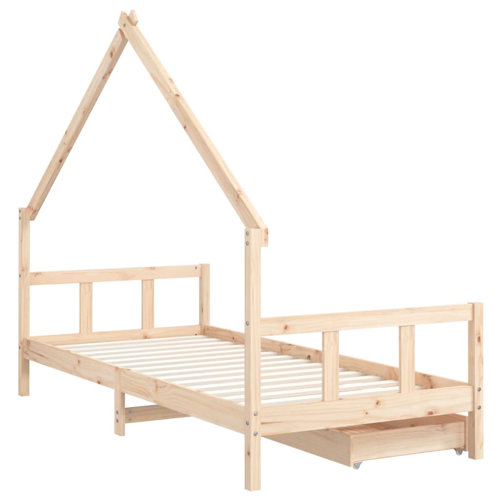 Barnesengeramme med skuffer svart 90x200 cm heltre furu
