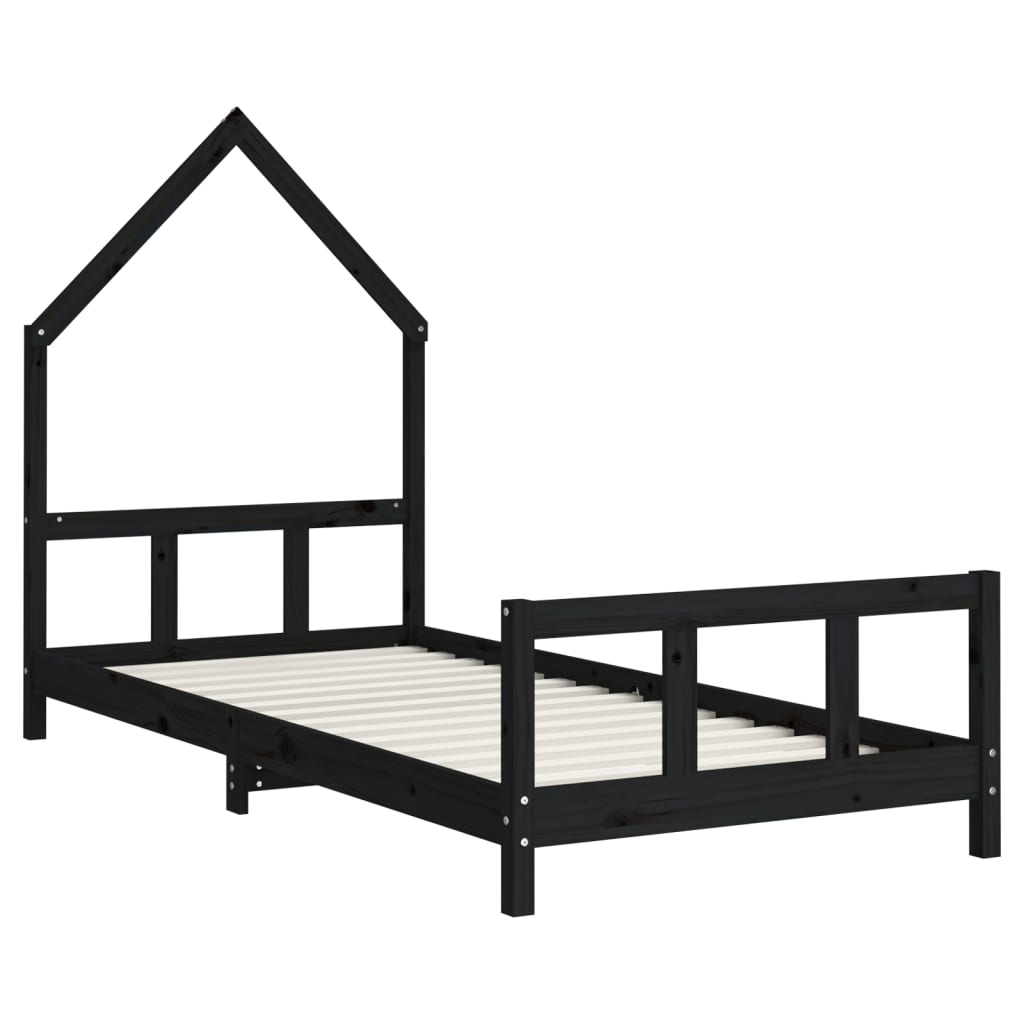 Barnesengeramme svart 90x190 cm heltre furu