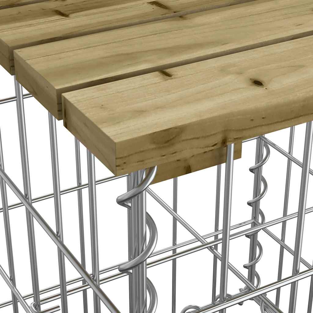 Hagebenk gabiondesign 203x31x42 cm impregnert furu