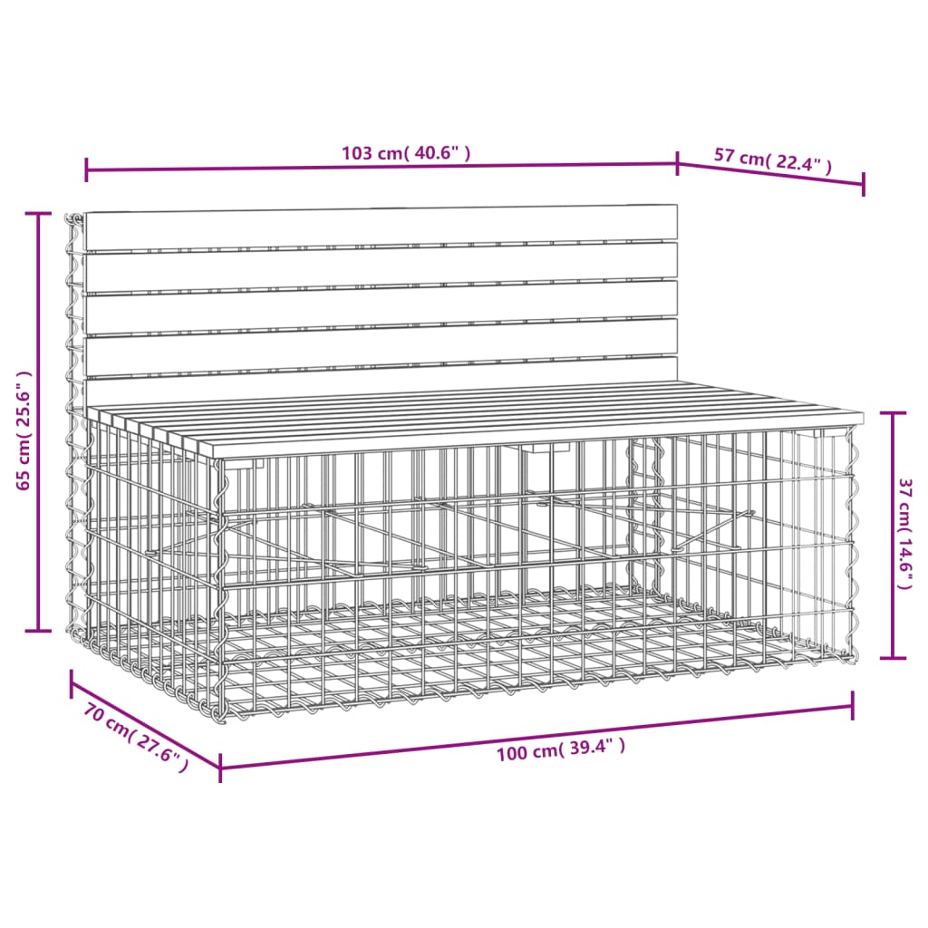 Hagebenk gabiondesign 103x70x65 cm heltre douglasgran