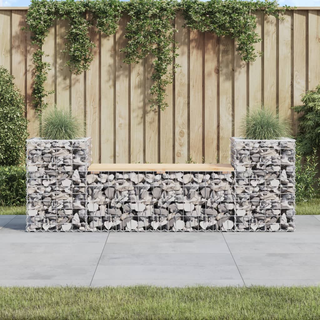 Hagebenk gabiondesign 183x41x60,5 cm heltre furu vidaXL