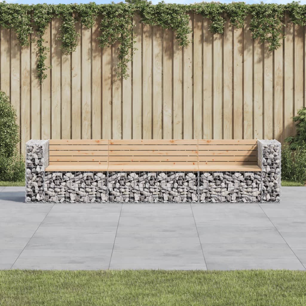 Hagebenk gabiondesign 287x71x65,5 cm heltre furu