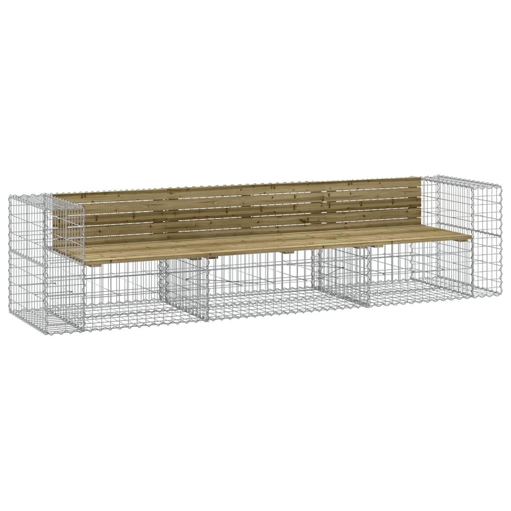 Hagebenk gabiondesign 287x71x65,5 cm impregnert furu