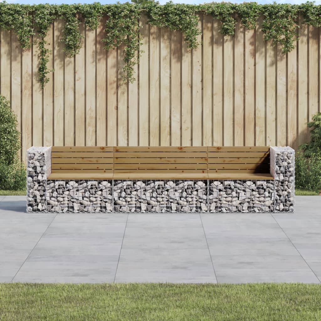Hagebenk gabiondesign 287x71x65,5 cm impregnert furu