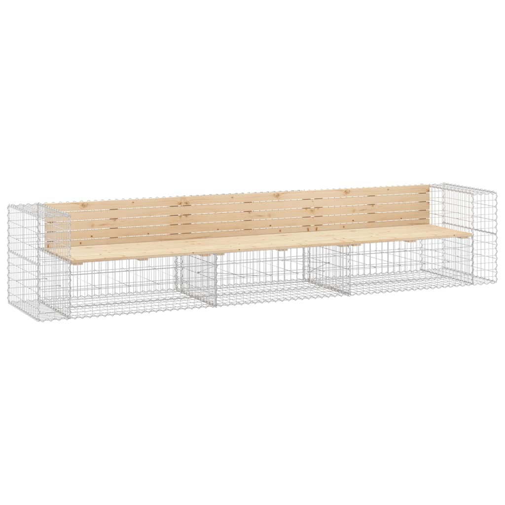 Hagebenk gabiondesign 347x71x65,5 cm heltre furu