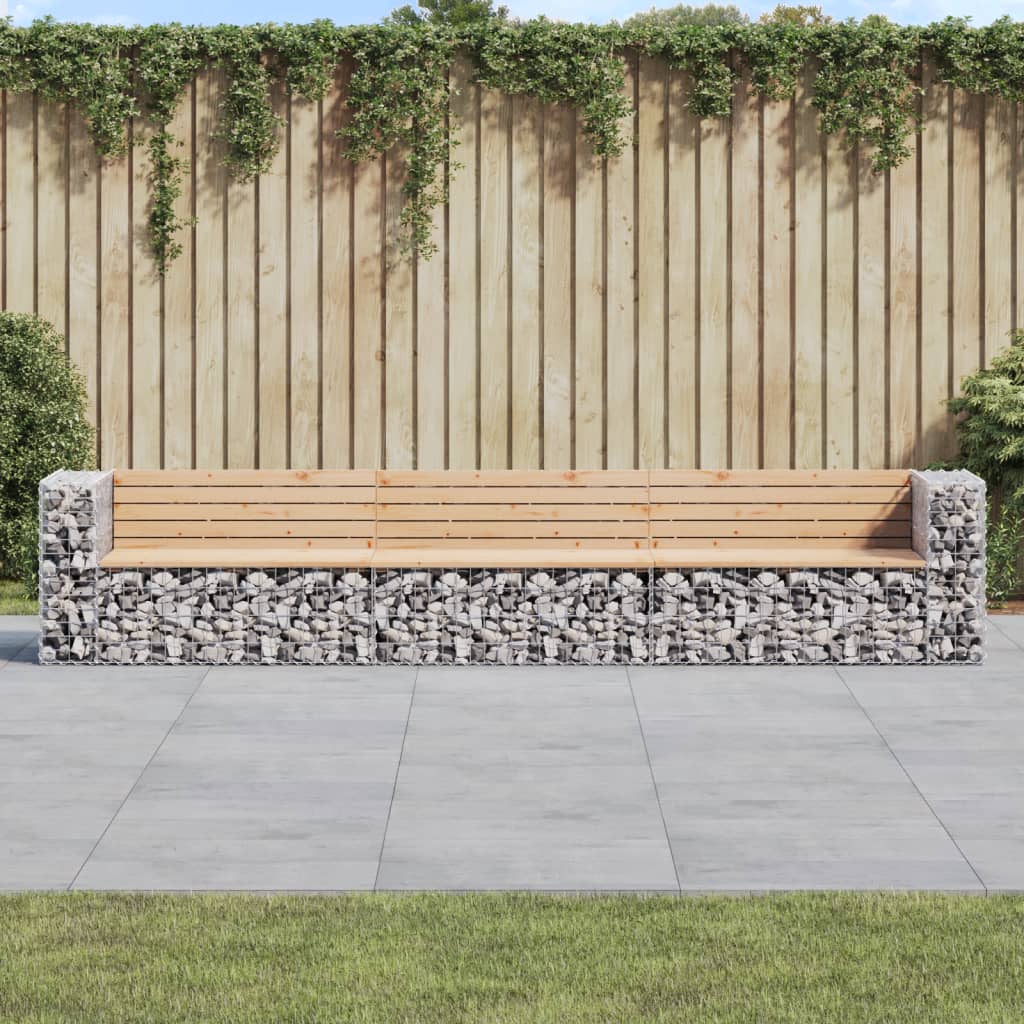 Hagebenk gabiondesign 347x71x65,5 cm heltre furu