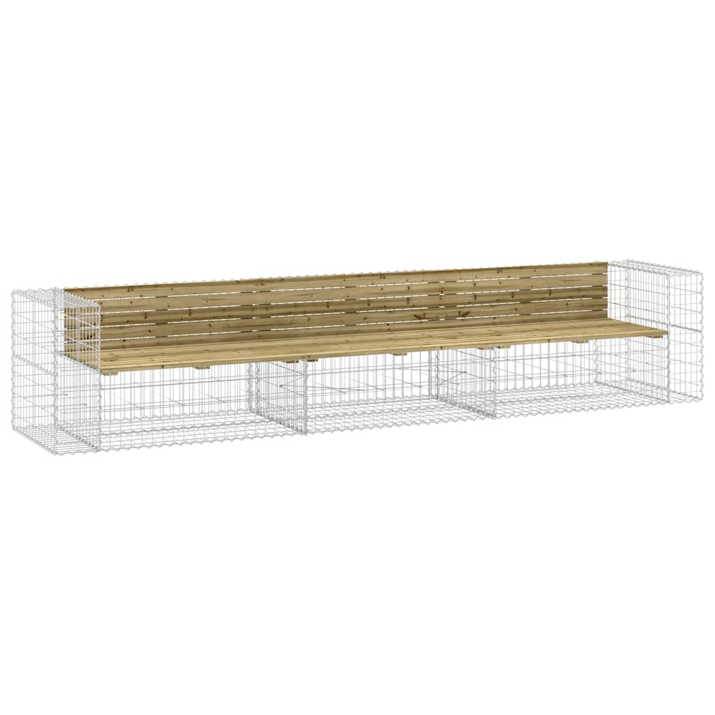 Hagebenk gabiondesign 347x71x65,5 cm impregnert furu