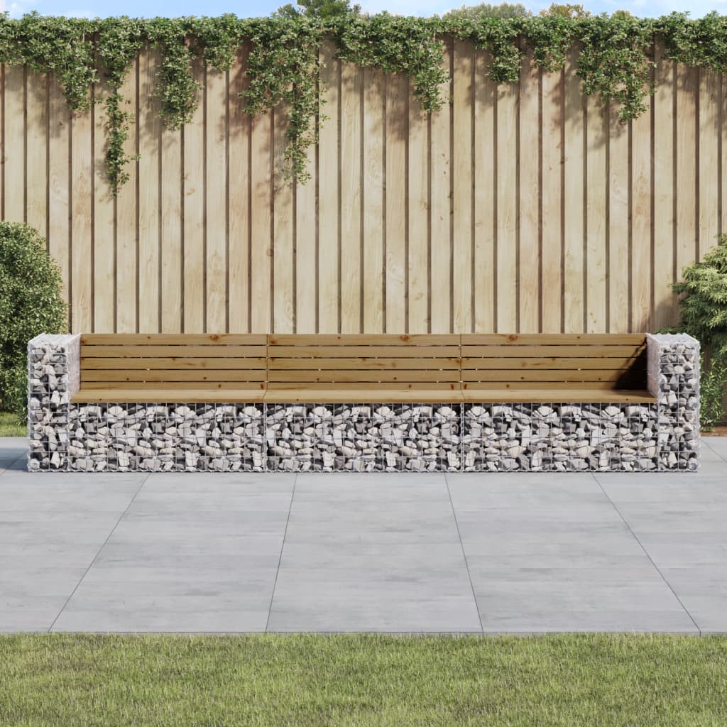 Hagebenk gabiondesign 347x71x65,5 cm impregnert furu