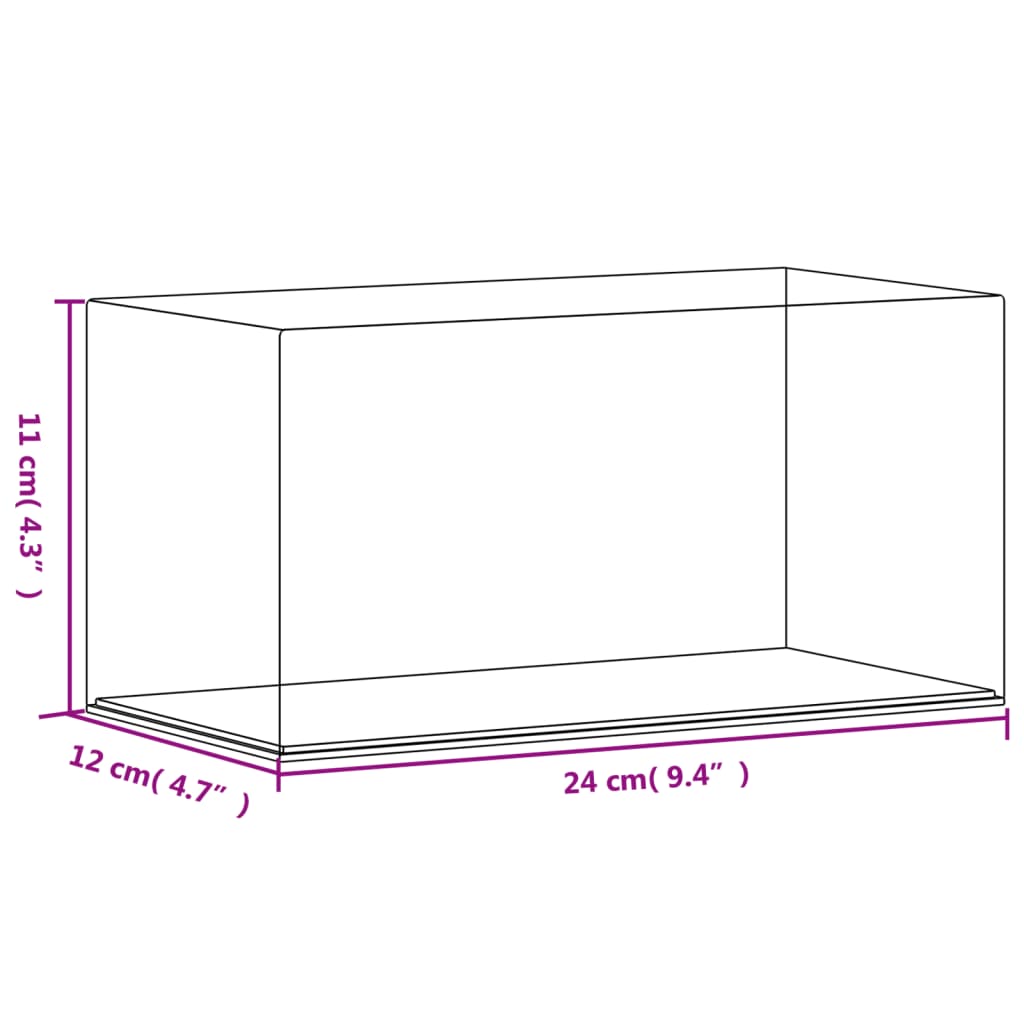 Visningsboks gjennomsiktig 24x12x11 cm akryl