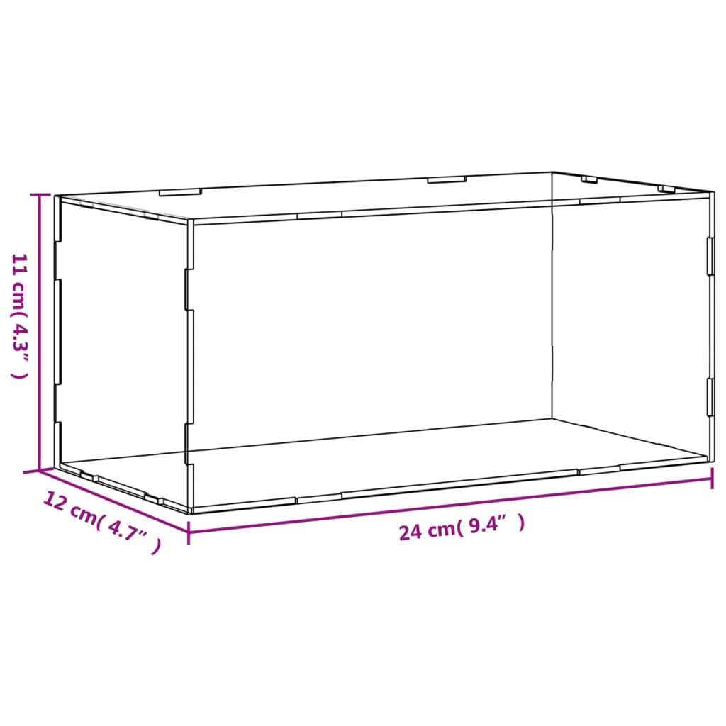 Visningsboks gjennomsiktig 24x12x11 cm akryl